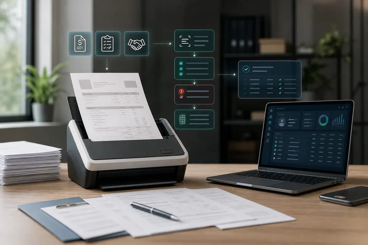 Factura digitalizada, validada y convertida en datos estructurados antes de enviarse al sistema empresarial.