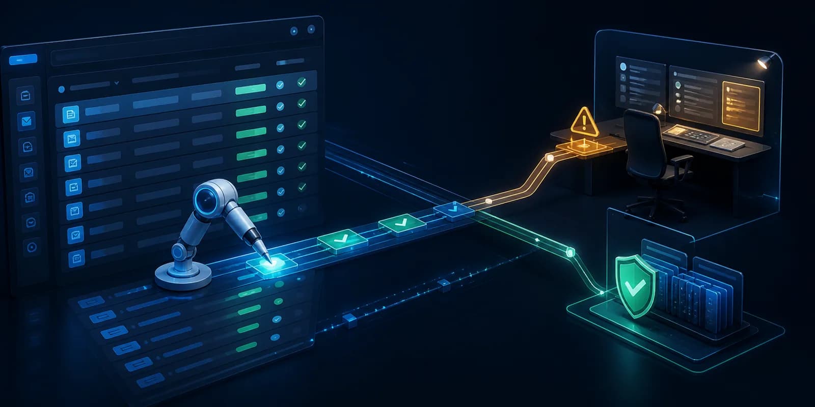 Robot de software que ejecuta tareas repetitivas y deriva las excepciones para su revisión.